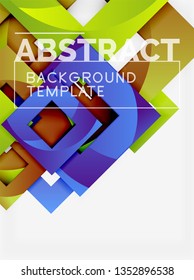 Geometric minimal abstract background with multicolored squares composition, vector
