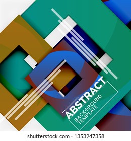 Geometric minimal abstract background with multicolored squares composition, vector