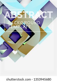 Geometrischer, minimaler abstrakter Hintergrund mit mehrfarbigem Quadrat, Vektorgrafik