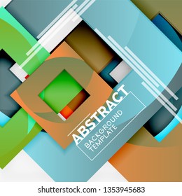 Geometric minimal abstract background with multicolored squares composition, vector