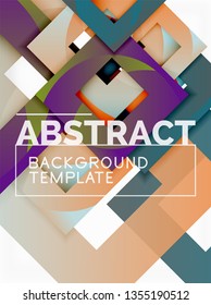 Fondo abstracto geométrico mínimo con composición de cuadrados multicolores, vector