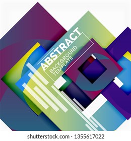 Geometrischer, minimaler abstrakter Hintergrund mit mehrfarbigem Quadrat, Vektorgrafik