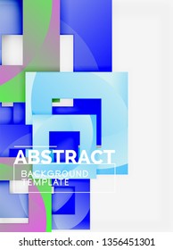 Geometric minimal abstract background with multicolored squares composition, vector