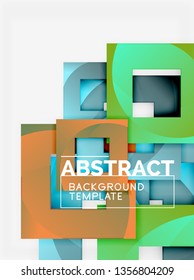 Geometric minimal abstract background with multicolored squares composition, vector