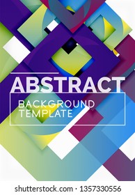 Geometric minimal abstract background with multicolored squares composition, vector