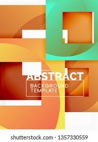 Geometric minimal abstract background with multicolored squares composition, vector