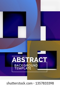Geometric minimal abstract background with multicolored squares composition, vector