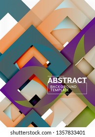 Geometric minimal abstract background with multicolored squares composition, vector