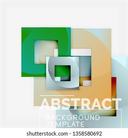 Geometric minimal abstract background with multicolored squares composition, vector