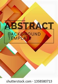 Geometric minimal abstract background with multicolored squares composition, vector