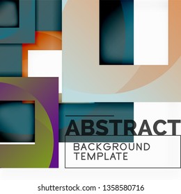 Geometrischer, minimaler abstrakter Hintergrund mit mehrfarbigem Quadrat, Vektorgrafik