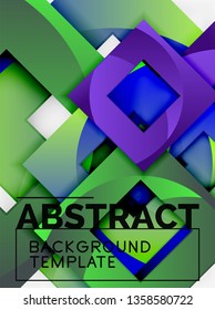 Geometric minimal abstract background with multicolored squares composition, vector