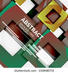 Geometrischer, minimaler abstrakter Hintergrund mit mehrfarbigem Quadrat, Vektorgrafik