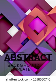 Fondo abstracto geométrico mínimo con composición de cuadrados multicolores, vector