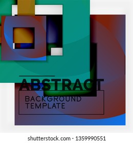 Geometric minimal abstract background with multicolored squares composition, vector