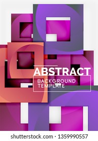 Geometric minimal abstract background with multicolored squares composition, vector