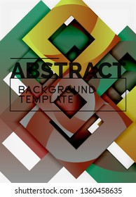 Fondo abstracto geométrico mínimo con composición de cuadrados multicolores, vector