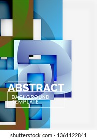 Geometric minimal abstract background with multicolored squares composition, vector