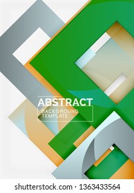 Fondo abstracto geométrico mínimo con composición de cuadrados multicolores, vector
