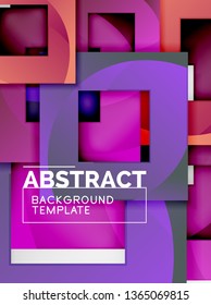 Geometric minimal abstract background with multicolored squares composition, vector