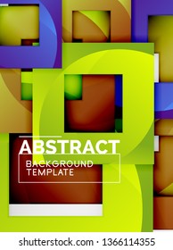 Geometrischer, minimaler abstrakter Hintergrund mit mehrfarbigem Quadrat, Vektorgrafik