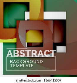 Geometric minimal abstract background with multicolored squares composition, vector