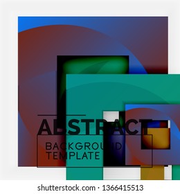 Geometric minimal abstract background with multicolored squares composition, vector