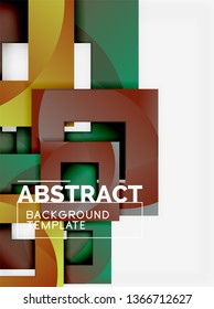 Geometric minimal abstract background with multicolored squares composition, vector