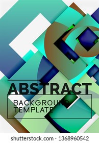 Fondo abstracto geométrico mínimo con composición de cuadrados multicolores, vector