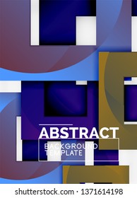 Geometric minimal abstract background with multicolored squares composition, vector