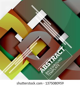 Geometric minimal abstract background with multicolored squares composition, vector