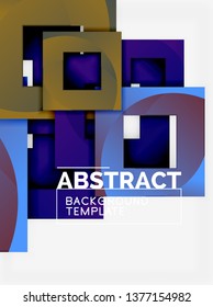 Fondo abstracto geométrico mínimo con composición de cuadrados multicolores, vector