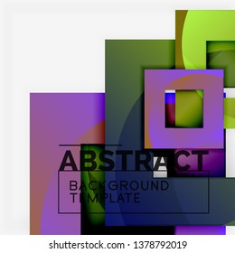 Geometric minimal abstract background with multicolored squares composition, vector