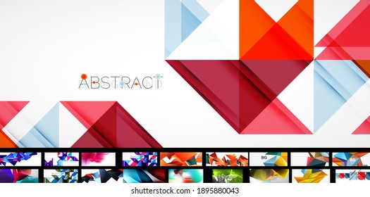 Conjunto de fondo abstracto geométrico mínimo. Ilustraciones vectoriales para carteles, folletos, carteles y pancartas