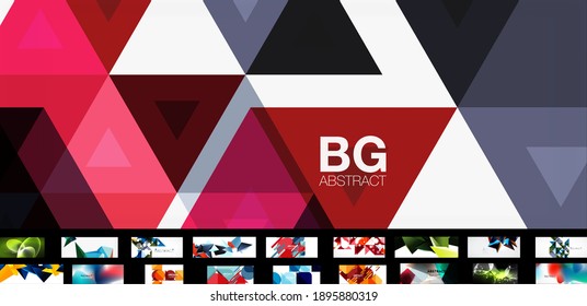 Geometric minimal abstract background set. Vector illustrations for placards, brochures, posters and banners