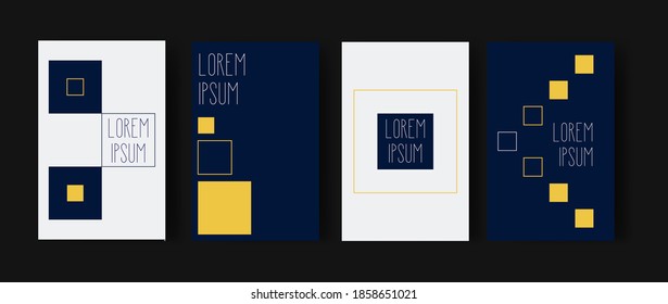 Geometric minimal abstract cover. Backgrounds with blue and yellow squares and yext field