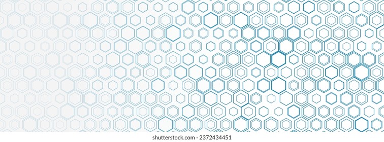 Geometric minimal background with abstract linear hexagons grid. Vector blue polygonal design