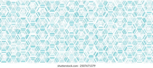 Fondo geométrico mínimo con cuadrícula de hexágonos lineales abstractos. Diseño de panal poligonal azul brillante de Vector