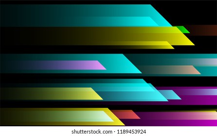 Geometric Minimal Background. Gradient Shapes on Black Background. Colorful Dynamic Design for Wallpaper, Banner, Placard.
