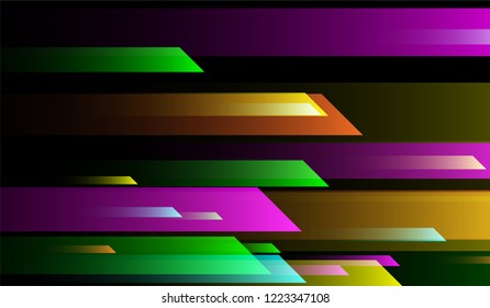 Geometric Minimal Background. Gradient Shapes on Black Background. Colorful Trendy Design for Print, Brochure, Poster.
