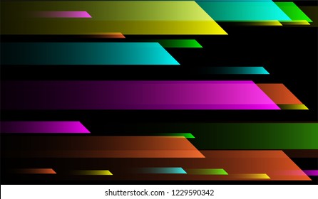 Geometric Minimal Background. Gradient Shapes on Black Background. Colorful Dynamic Design for Wallpaper, Brochure, Placard.