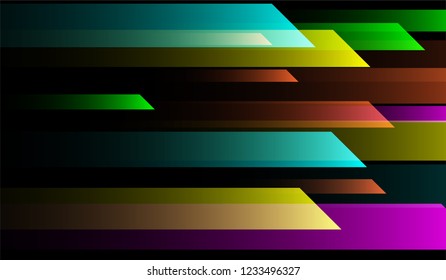 Geometric Minimal Background. Gradient Shapes on Black Background. Colorful Futuristic Design for Print, Cover, Poster.