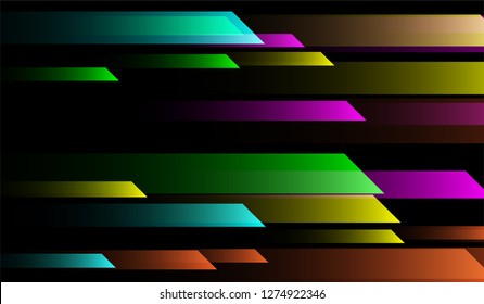 Geometric Minimal Background. Gradient Shapes on Black Background. Colorful Modern Design for Print, Cover, Poster.