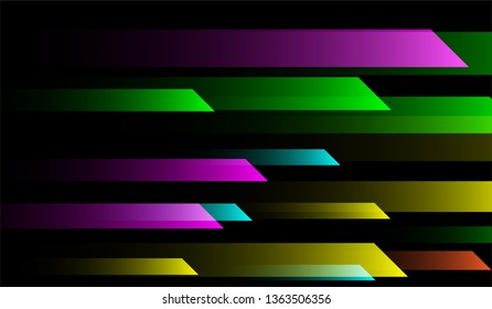 Geometric Minimal Background. Gradient Shapes on Black Background. Colorful Futuristic Design for Card, Banner, Placard.