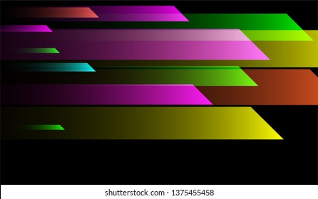 Geometric Minimal Background. Gradient Shapes on Black Background. Colorful Dynamic Design for Print, Brochure, Placard.