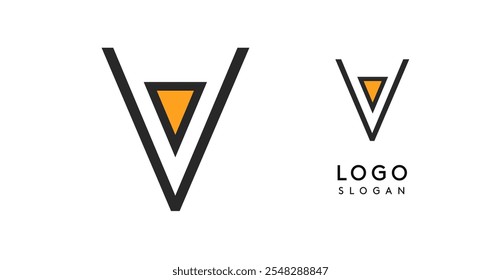 Geometric minimal letter V. Sleek tech logo for innovative branding, real estate, archetecture studio, digital finance, kid toys logo, creative brand. Vector illustration