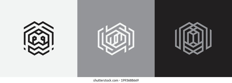 Geometric minimal logotype set. Creative linear shapes design.