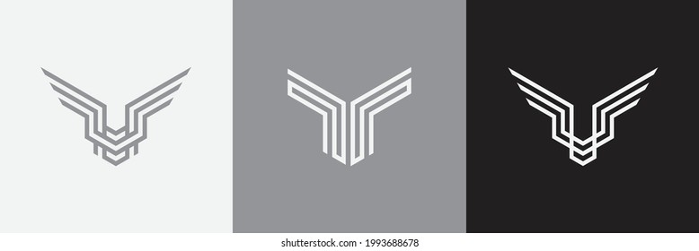 Juego de logotipo mínimo geométrico. Diseño de formas lineales creativas.