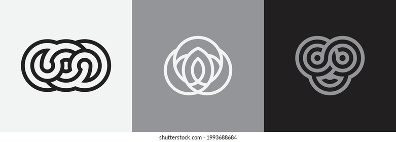 Juego de logotipo mínimo geométrico. Diseño de formas lineales creativas.