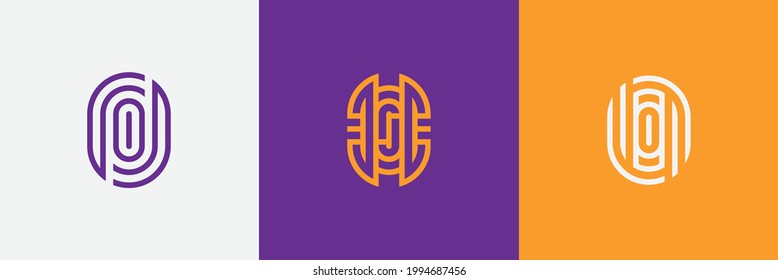 Geringfügiger geometrischer Logotyp. Kreative lineare Formen Design. Konzept der Buchstabe O.